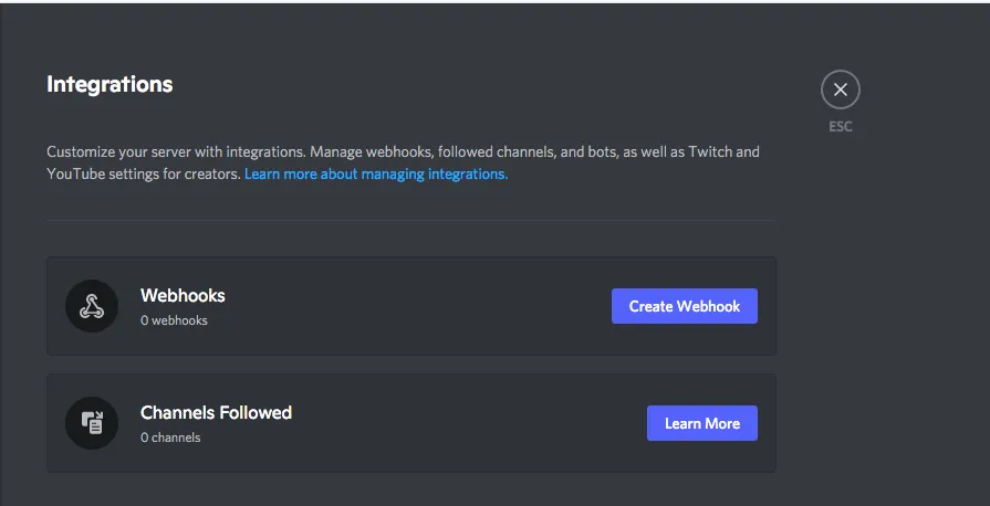 discord webhook integrations