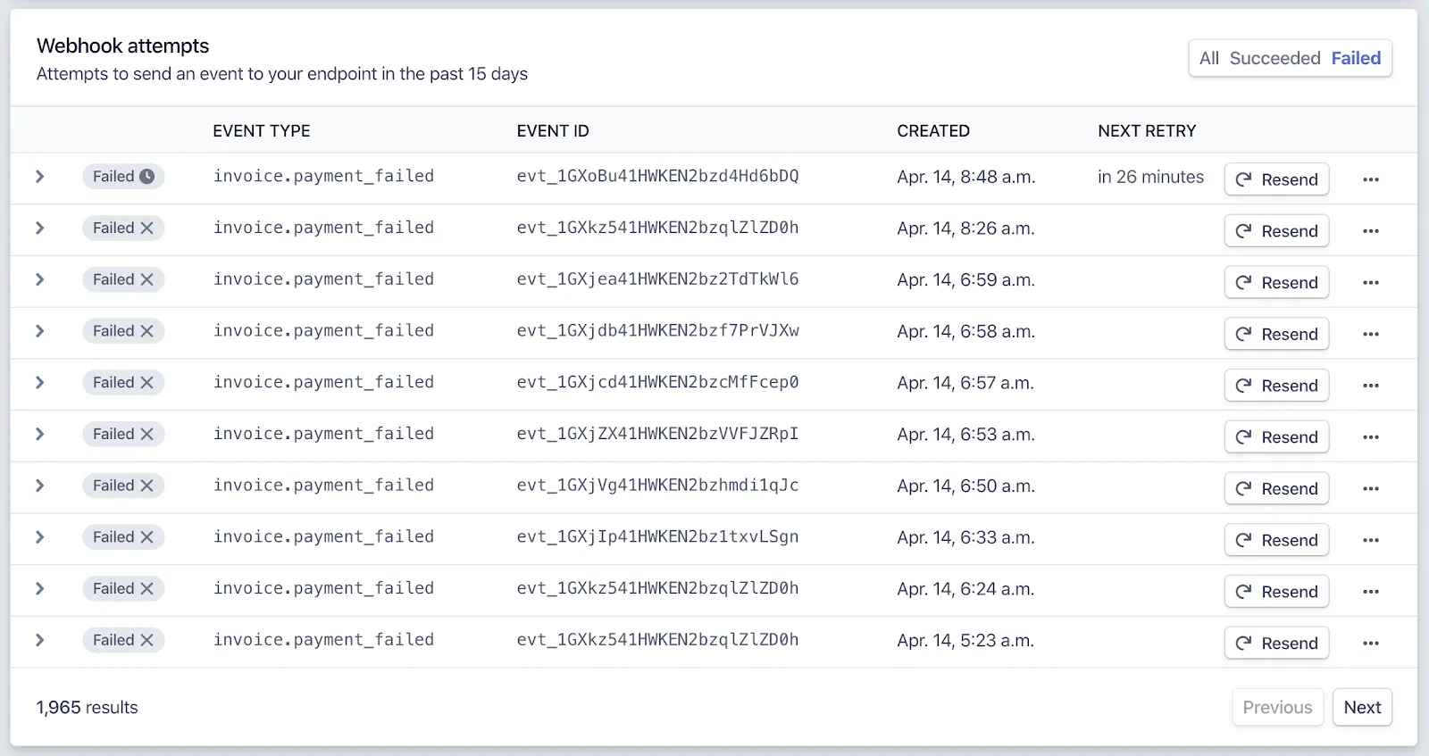 Stripe Webhook monitoring UI